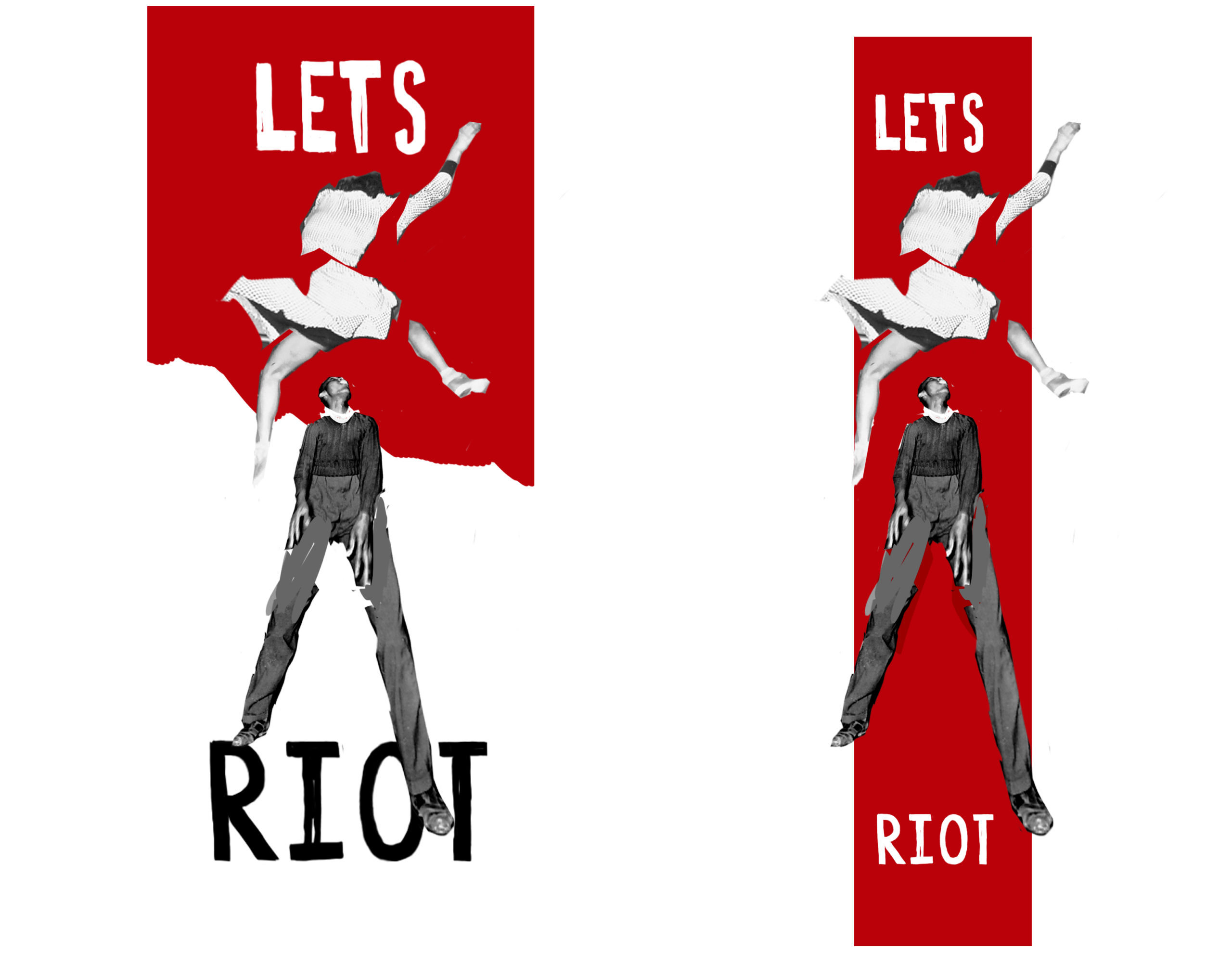 Montreal Swing Riot Event Design Cutouts Process with color