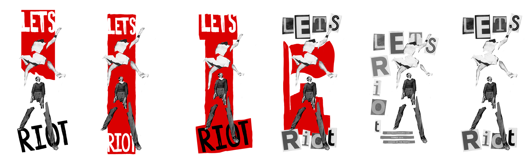 Montreal Swing Riot Event Design Cutouts Process with color