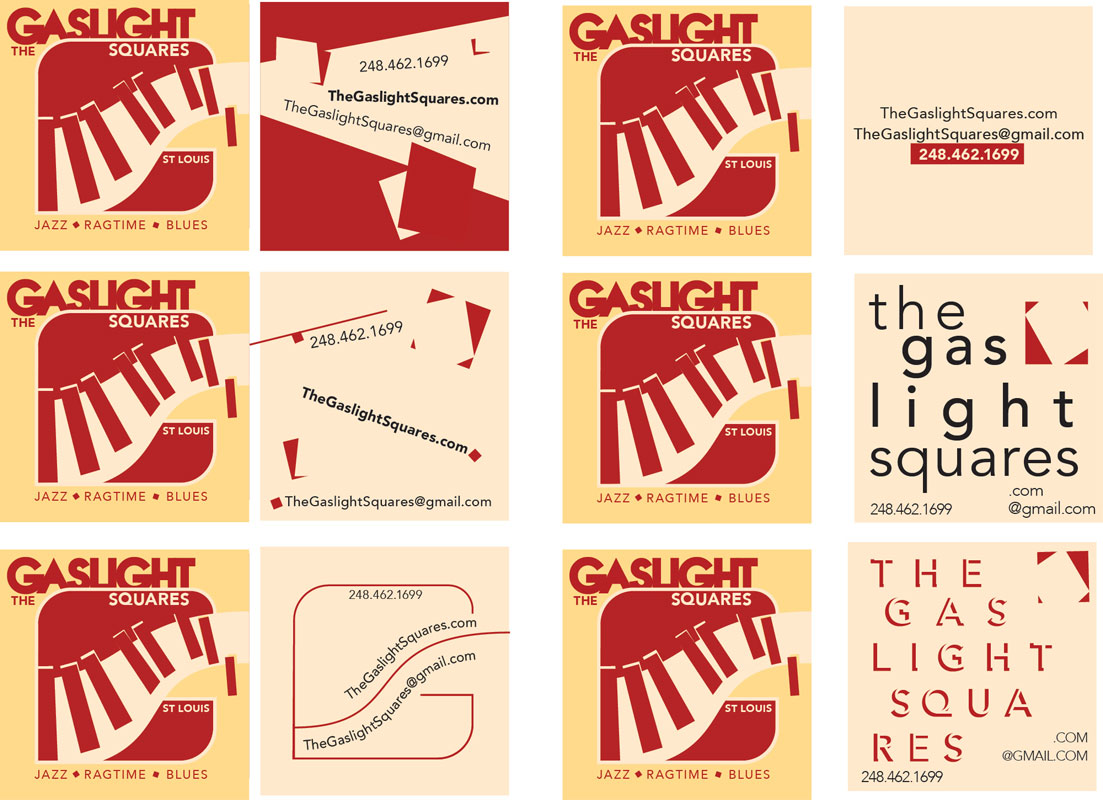 Gaslight Squares Style Guide, branding identity, business card backs